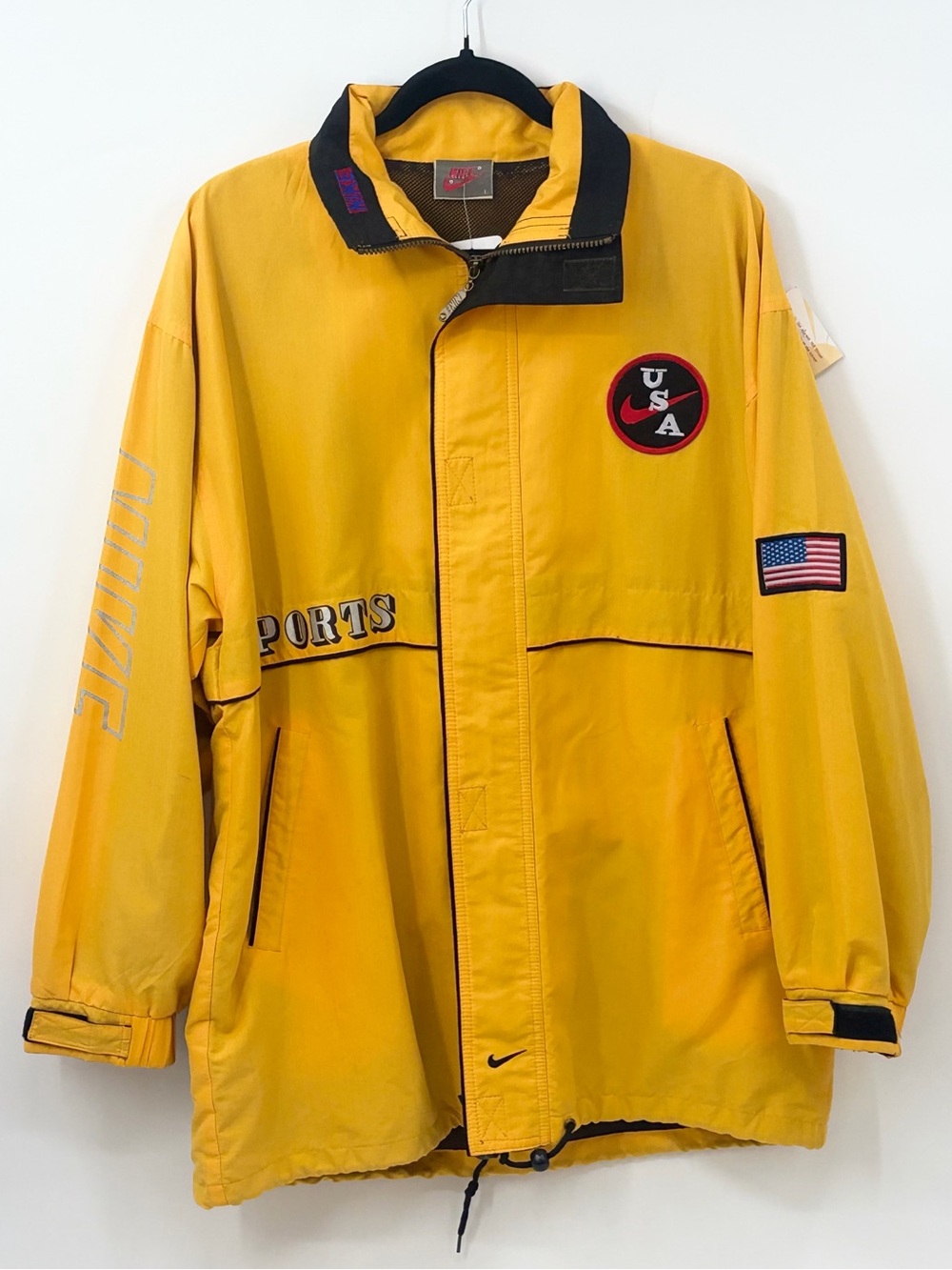 Vintage Nike Sport Yellow Men's Patch Jacket